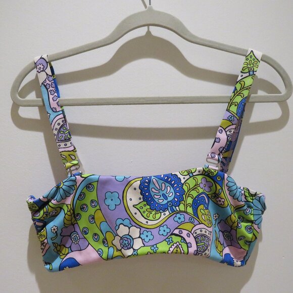 THE HIPPIE SHAKE Marcie Psychedelic Floral Bikini Top Retro 70s Swim Boho - Picture 2 of 14